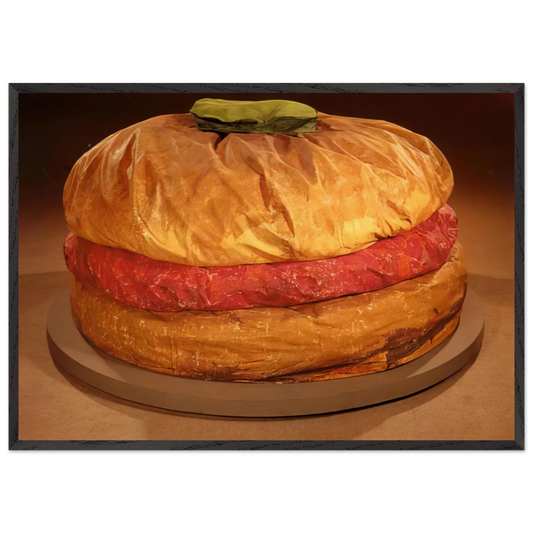 FLOOR BURGER GIANT HAMBURGER 1962 - Claes Oldenburg Framed Art Print – Black Wooden Frame - Default Title - -Framed Art Print