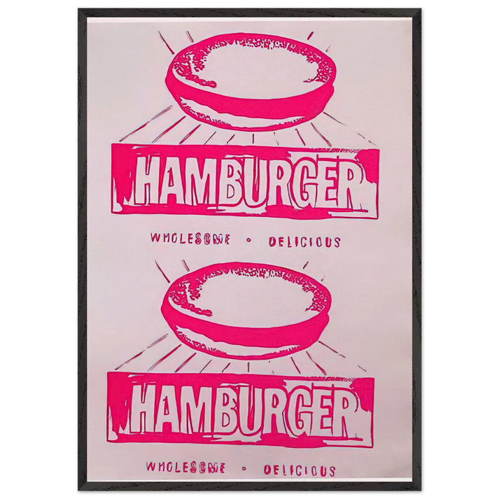 Double Hamburger - Andy Warhol 70x100 cm / 28x40 inches Framed Art Print – Black Wooden Frame