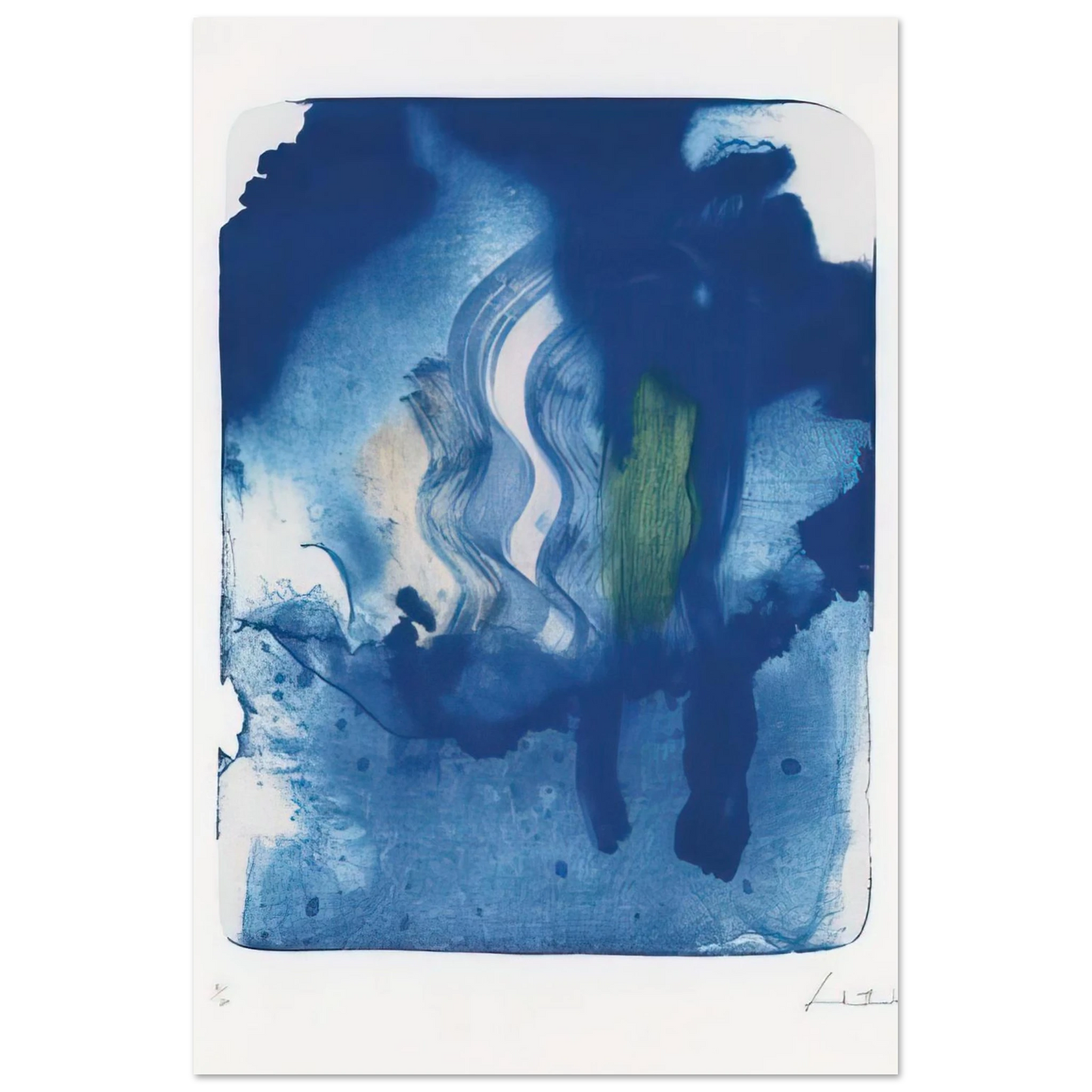 Helen Frankenthaler - Reflections V - 1995 Wall art - 30x40 cm / 12x16 inches - Premium Wooden Framed Poster With Fine Art Paper - White frame