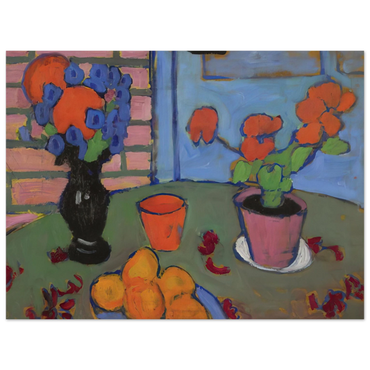 Alexej von Jawlensky - STILL LIFE WITH FLOWERS AND ORANGES 1909 Fine Art Poster - Default Title