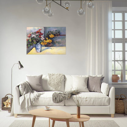 Still Life Flowers in a Vase - Paul Cézanne Brushed Aluminum Print - 70x100 cm / 28x40 inches | Paul Cézanne Aluminum Print | Paul Cézanne Prints