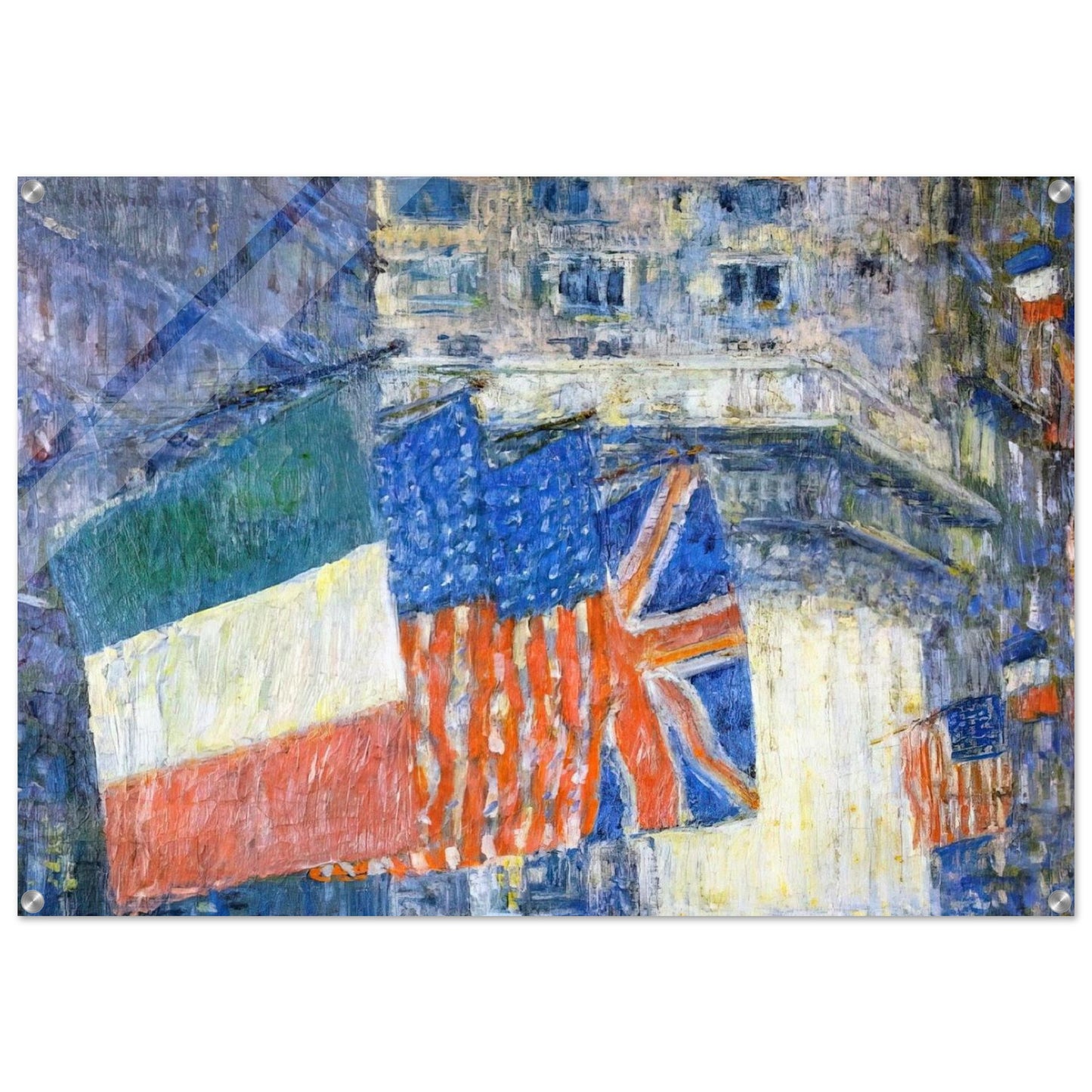 Avenue of the Allies aka Flags on the Waldorf - Childe Hassam Acrylic Print - 70x100 cm / 28x40″ inches | Childe Hassam Wall Art | Childe Hassam Prints