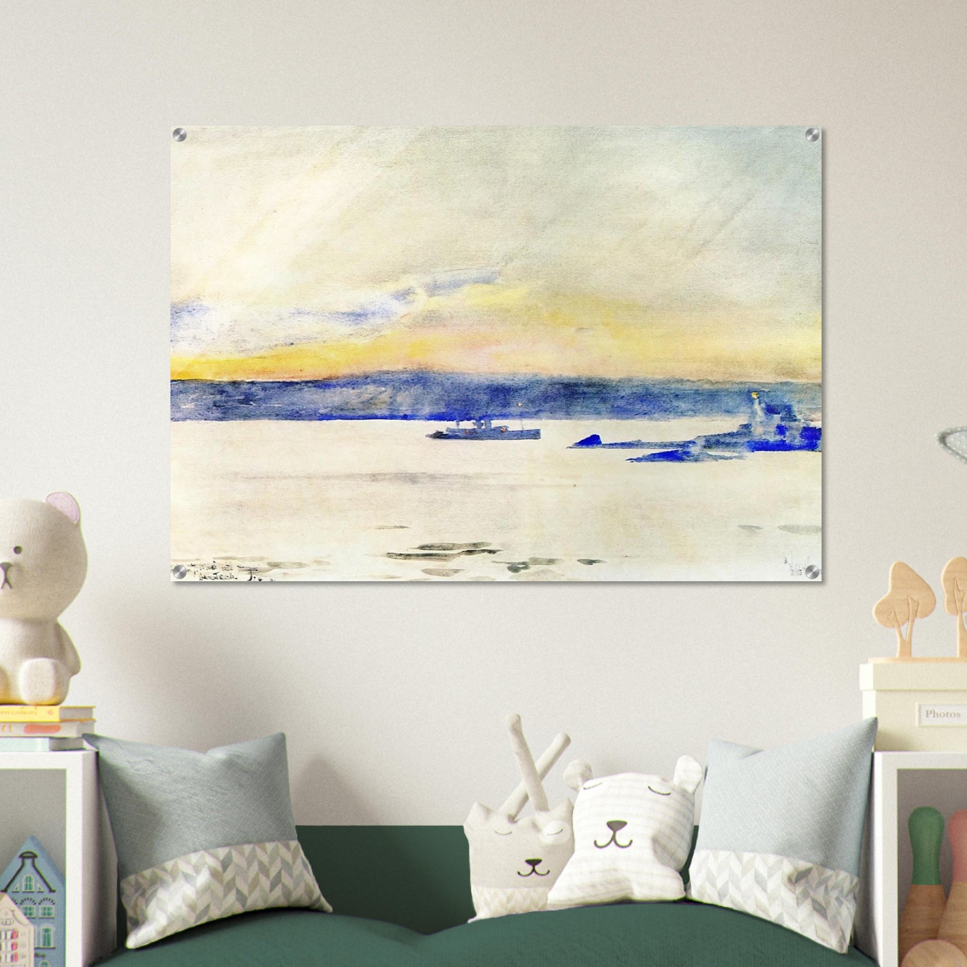 Afterglow, Gloucester Harbor aka Ten Pound Island LIght - Childe Hassam Acrylic Print - 70x100 cm / 28x40″ inches