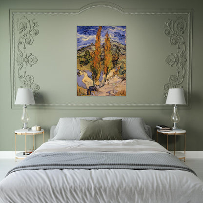 Two Poplars on a Hill - Vincent van Gogh Brushed Aluminum Print - 70x100 cm / 28x40 inches | Vincent van Gogh Aluminum Print | Vincent van Gogh Prints