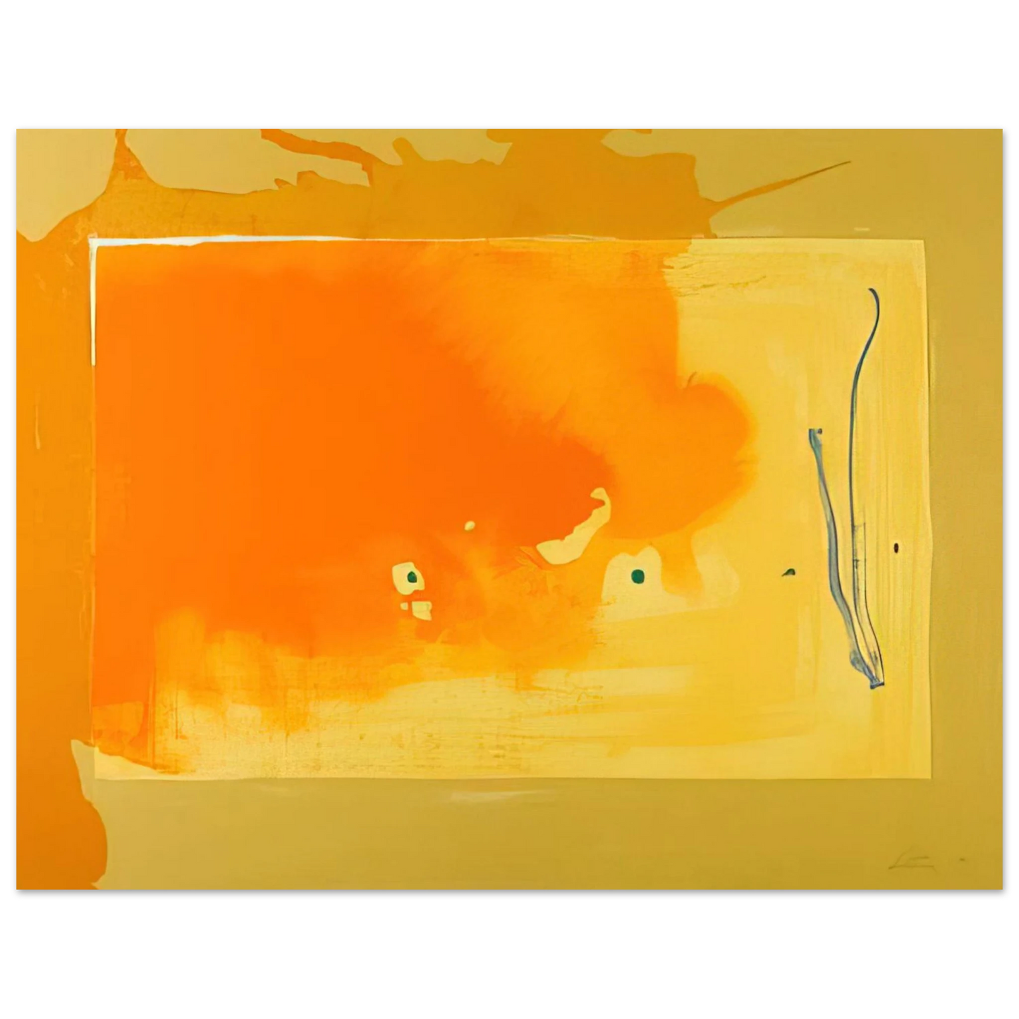 Helen Frankenthaler - Bilbao - 1998 Wall art - 28x43  cm / XL (11x17 inches) - Premium Wooden Framed Poster With Fine Art Paper - Wood frame