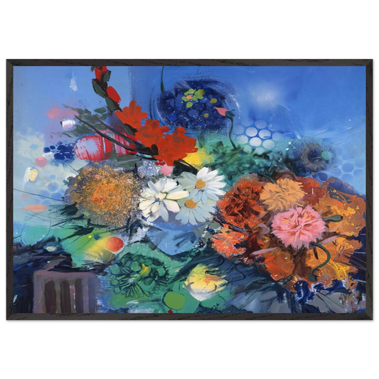 Flowers No 2 - 1974 - Gebre Kristos Desta Framed Art Print – Black Wooden Frame - Default Title - -Framed Art Print