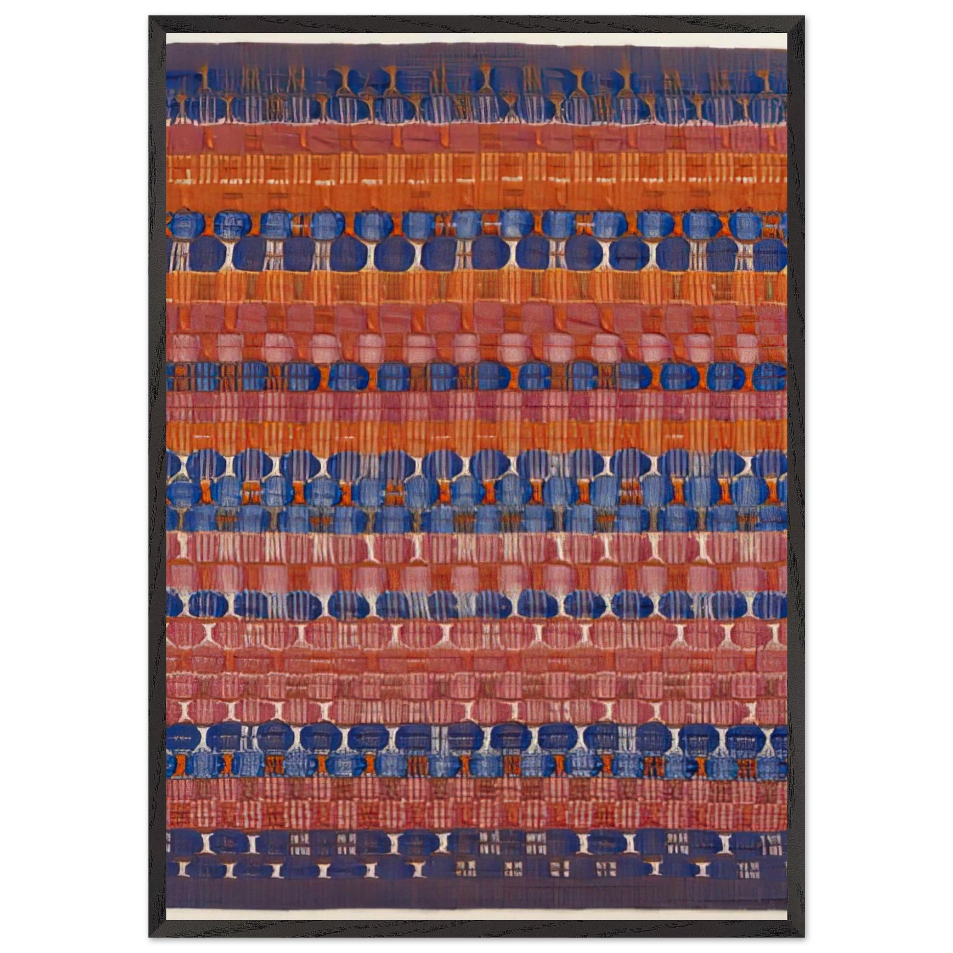 RED AND BLUE LAYERS 1954 - Anni Albers Framed Art Print – Black Wooden Frame - Default Title - -Framed Art Print