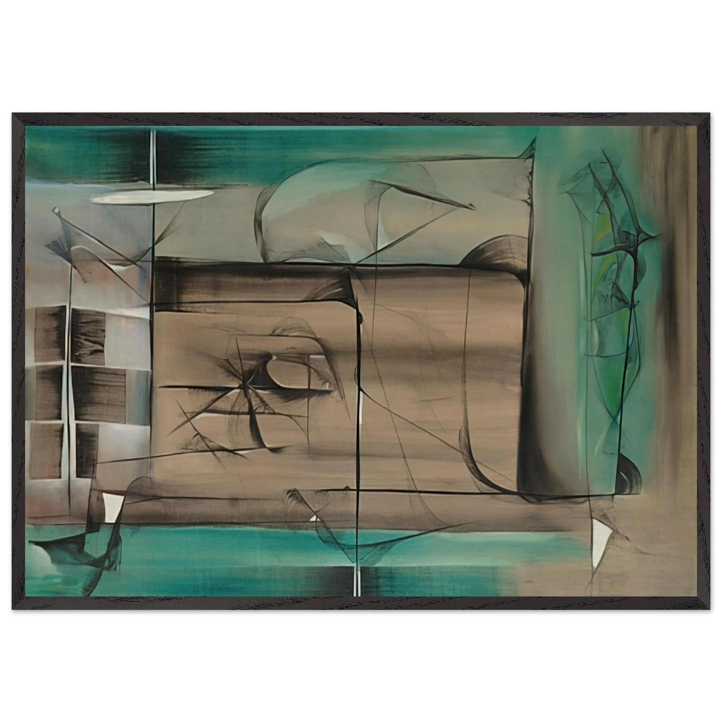 Abstraction in Green and Black - 1946 - Jimmy Ernst Framed Art Print – Black Wooden Frame - Default Title - -Framed Art Print