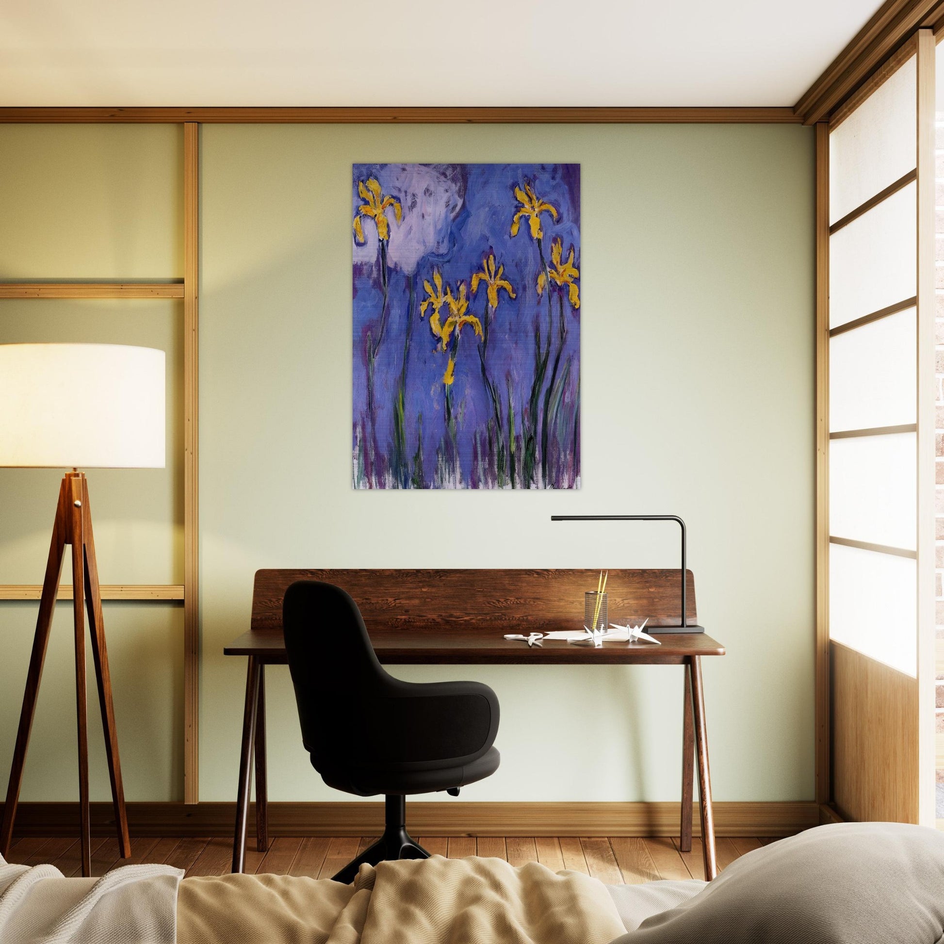 Yellow Irises with Pink Cloud - claude monet Brushed Aluminum Print - 70x100 cm / 28x40 inches | claude monet Aluminum Print | claude monet Prints