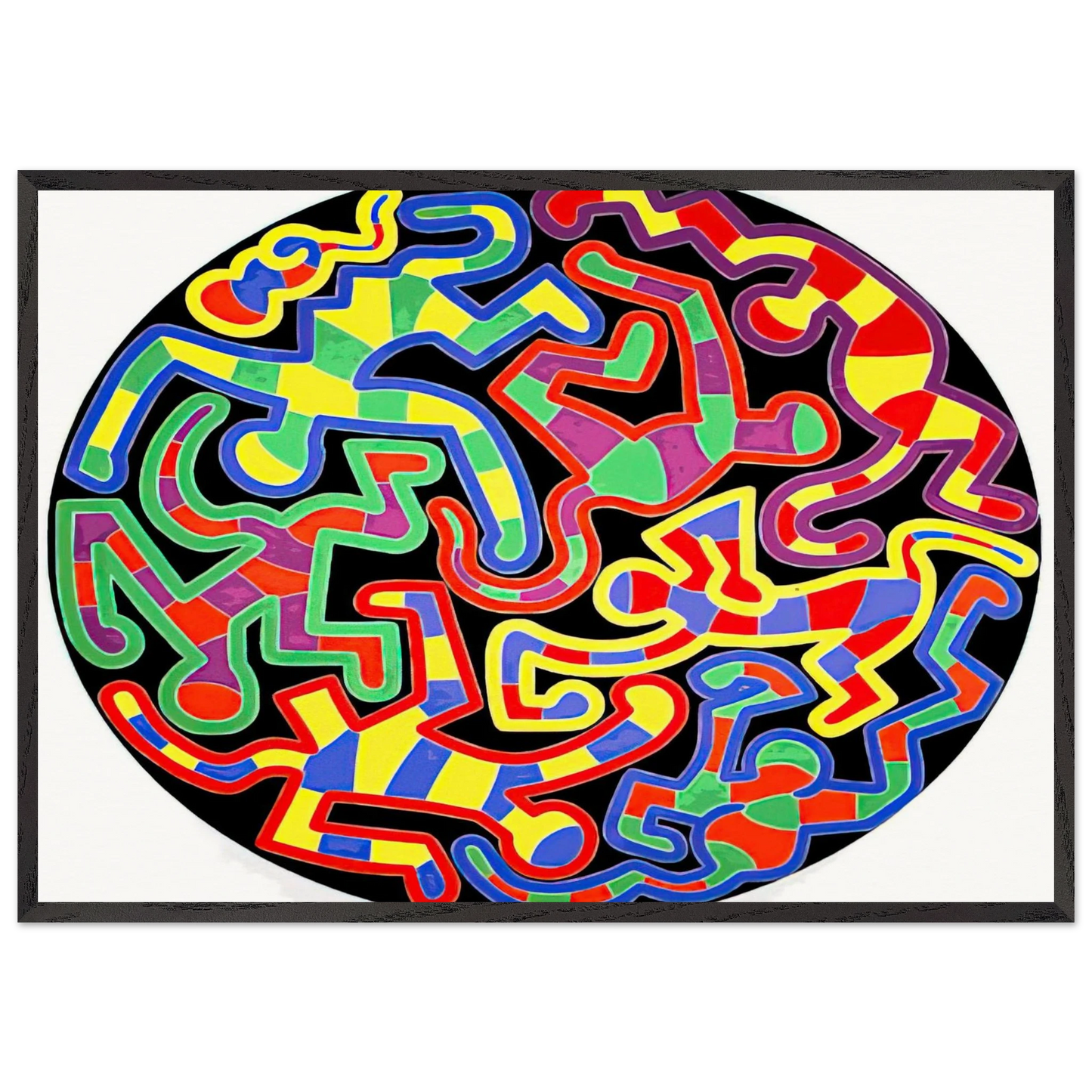 MONKEY PUZZLE 1988 N2 - Keith Haring Framed Art Print – Black Wooden Frame - Default Title - -Framed Art Print