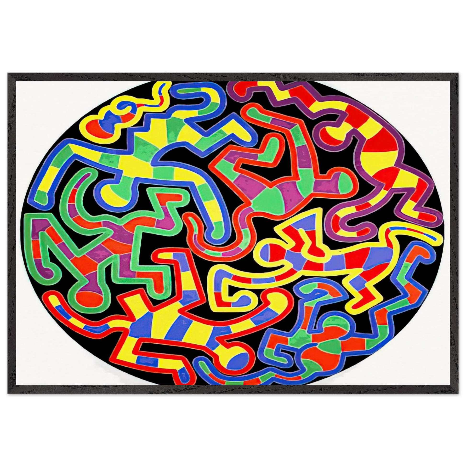 MONKEY PUZZLE 1988 N2 - Keith Haring Framed Art Print – Black Wooden Frame - Default Title - -Framed Art Print