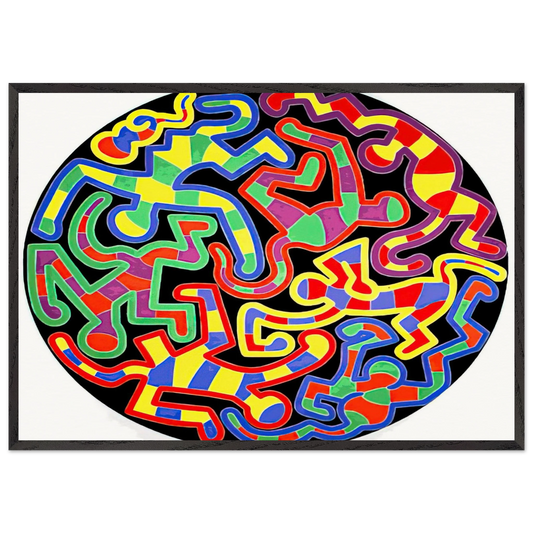 MONKEY PUZZLE 1988 N2 - Keith Haring Framed Art Print – Black Wooden Frame - Default Title - -Framed Art Print