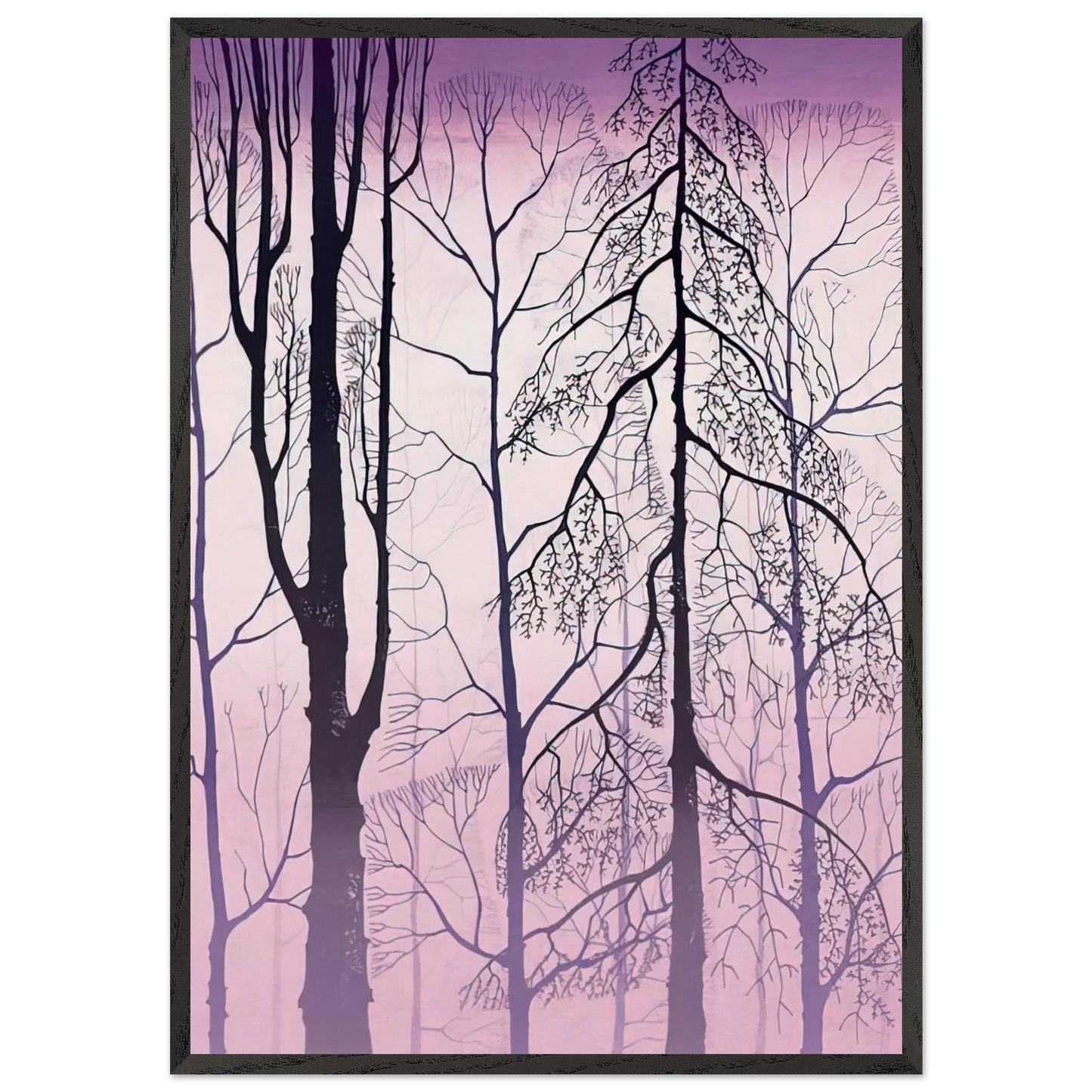 Winter woods - Eyvind Earle Framed Art Print – Black Wooden Frame - Default Title - -Framed Art Print