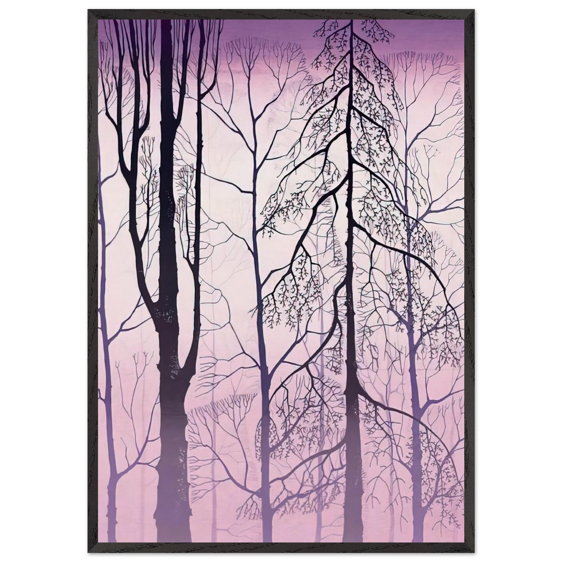 Winter woods - Eyvind Earle Framed Art Print – Black Wooden Frame - Default Title - -Framed Art Print