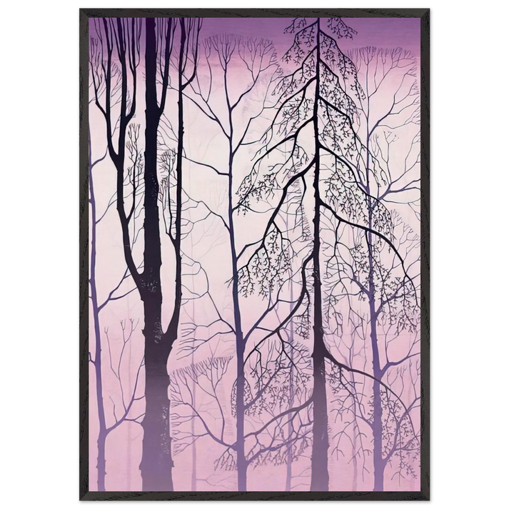 Winter woods - Eyvind Earle 70x100 cm / 28x40 inches Framed Art Print – Black Wooden Frame