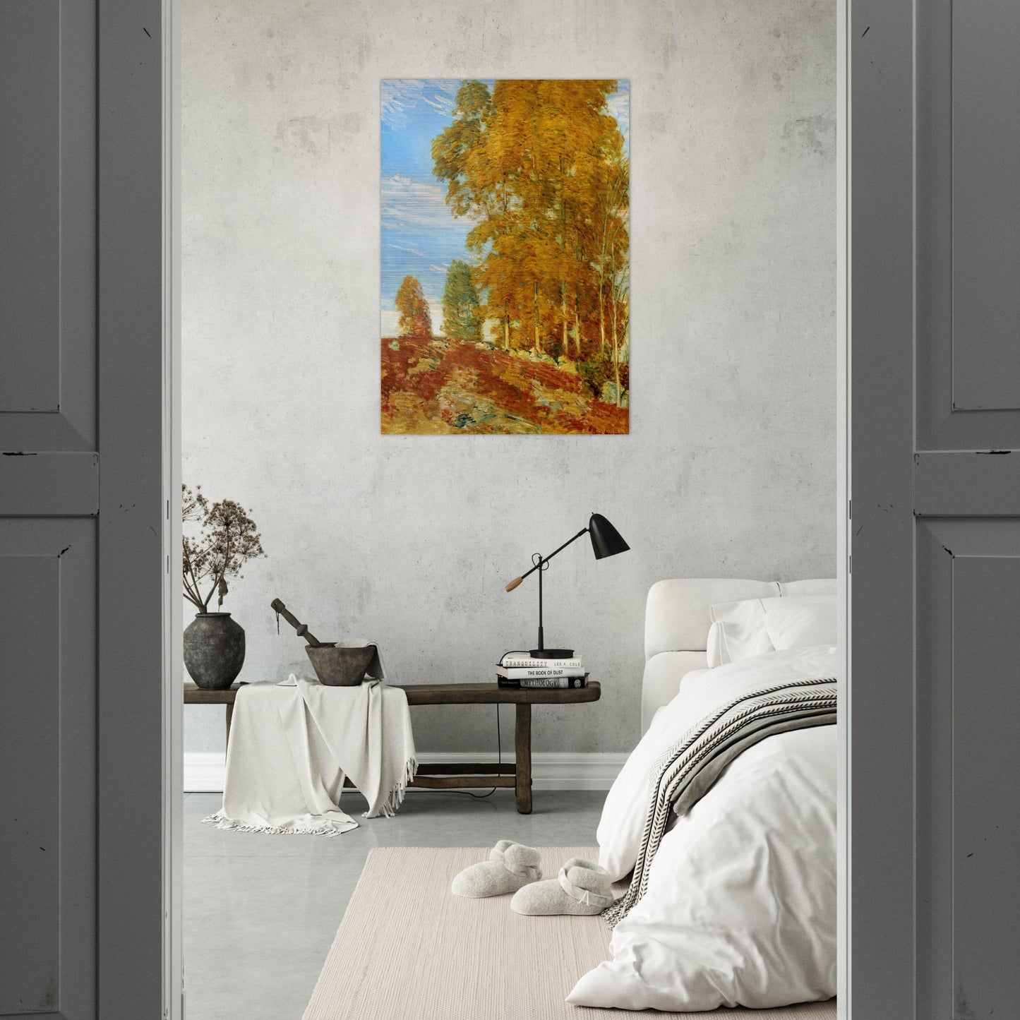 Autumn Hilltop, New England - Childe Hassam Brushed Aluminum Print - 70x100 cm / 28x40 inches | Childe Hassam Aluminum Print | Childe Hassam Prints