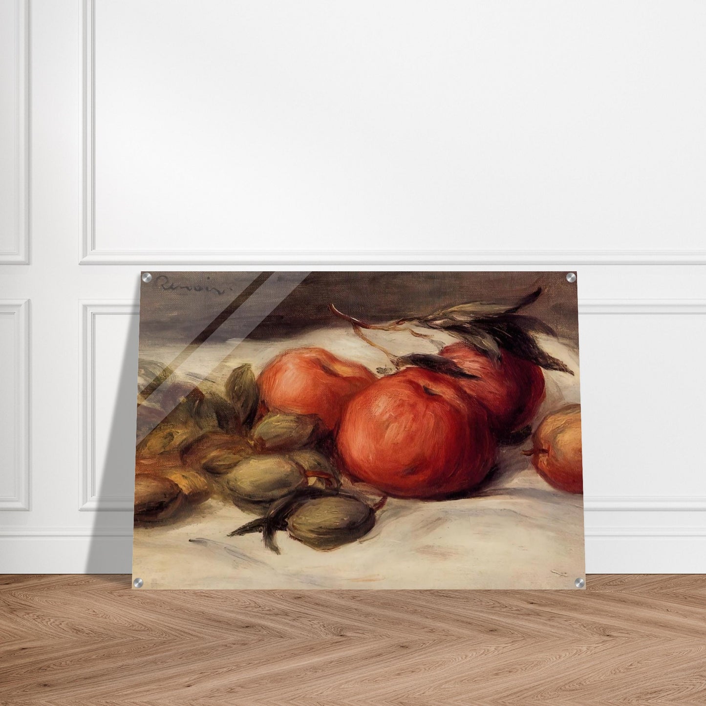 Still Life with Apples and Almonds - Pierre-Auguste Renoir Acrylic Print - 70x100 cm / 28x40″ inches