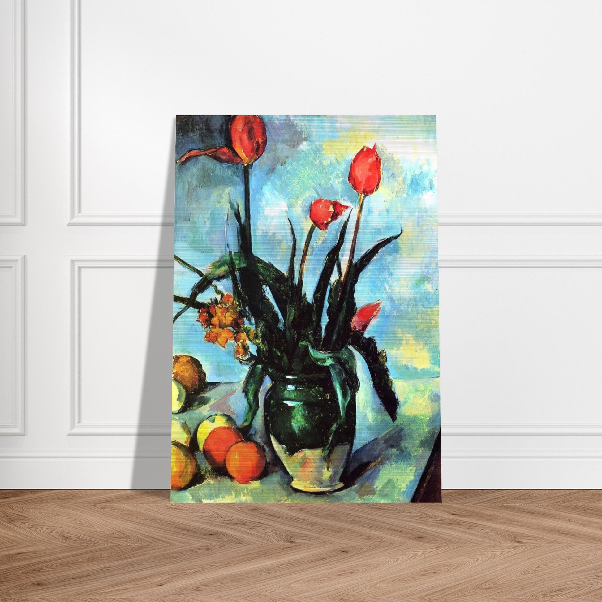 Tulips in a Vase - Paul Cézanne Brushed Aluminum Print - 70x100 cm / 28x40 inches | Paul Cézanne Aluminum Print | Paul Cézanne Prints