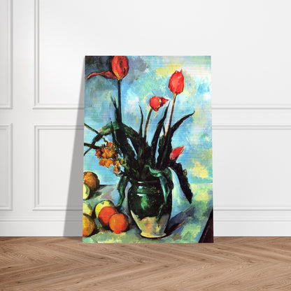 Tulips in a Vase - Paul Cézanne Brushed Aluminum Print - 70x100 cm / 28x40 inches | Paul Cézanne Aluminum Print | Paul Cézanne Prints