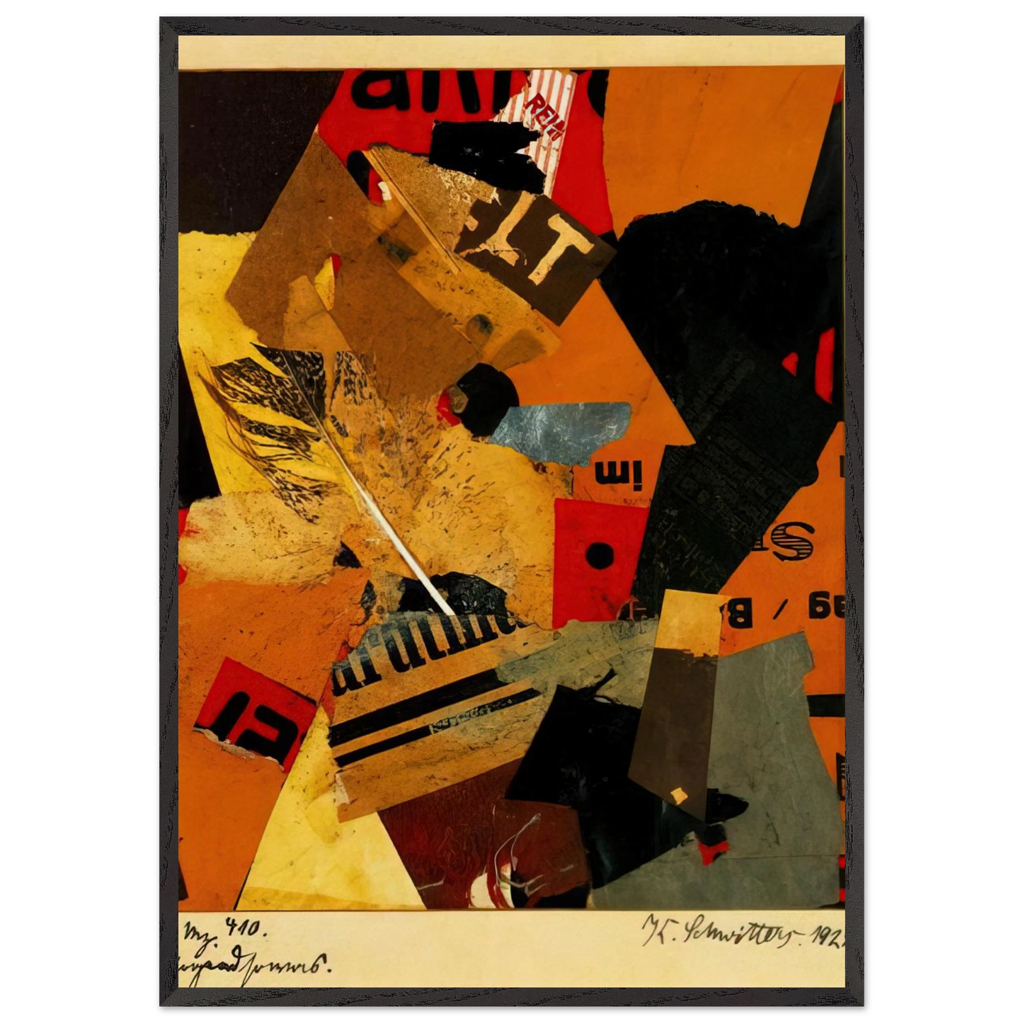 SOMETHING OR OTHER 1922 - Kurt Schwitters Framed Art Print – Black Wooden Frame - Default Title - -Framed Art Print