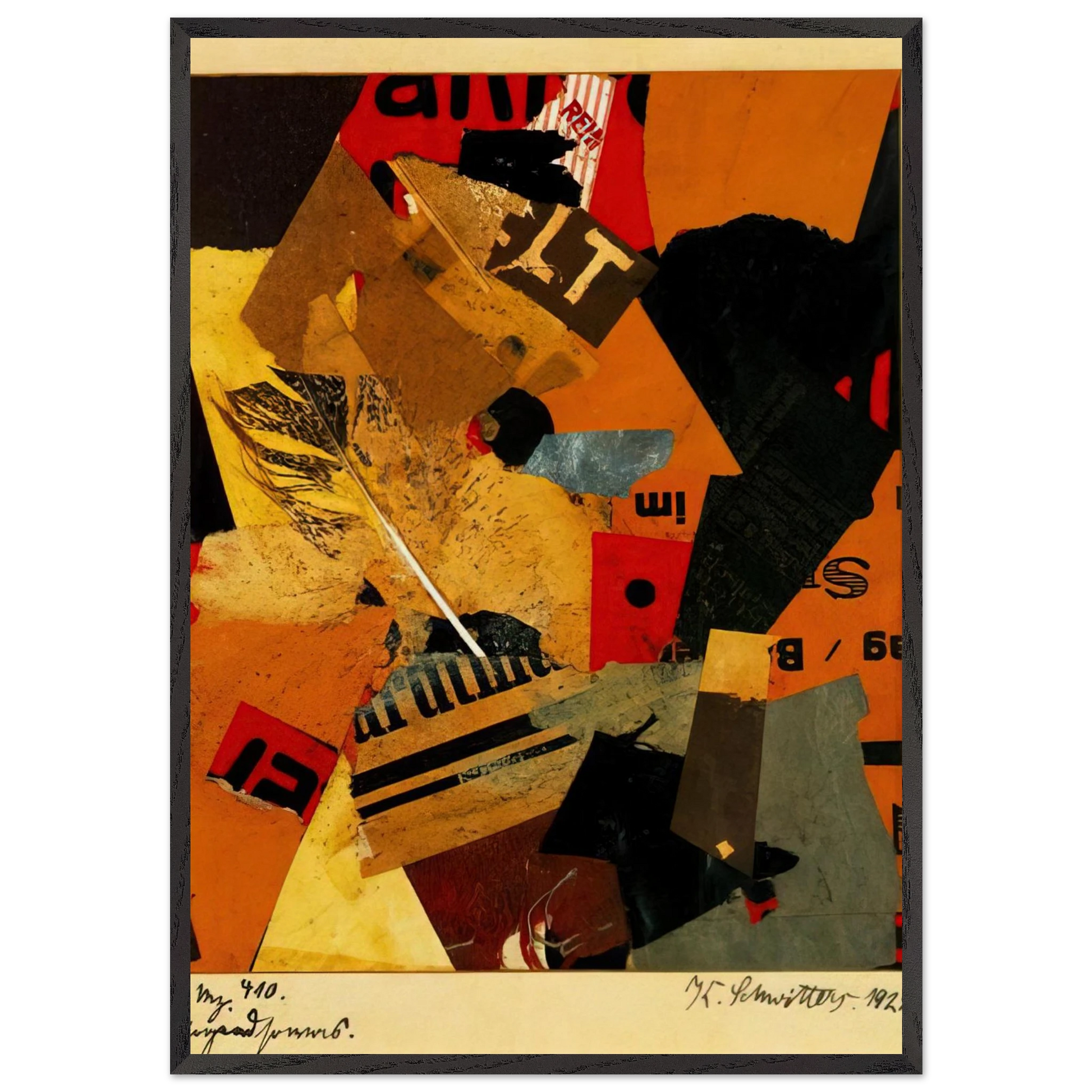 SOMETHING OR OTHER 1922 - Kurt Schwitters Framed Art Print – Black Wooden Frame - Default Title - -Framed Art Print