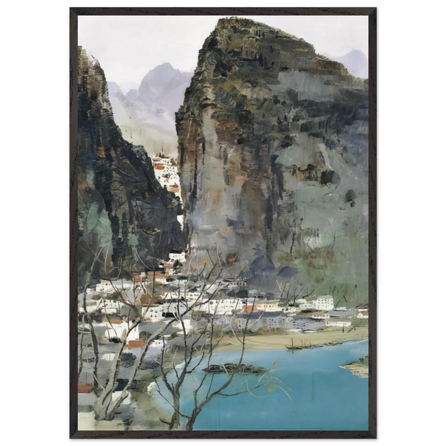 Scenery of Guilin - 1973 - Wu Guanzhong Framed Art Print – Black Wooden Frame - Default Title - -Framed Art Print