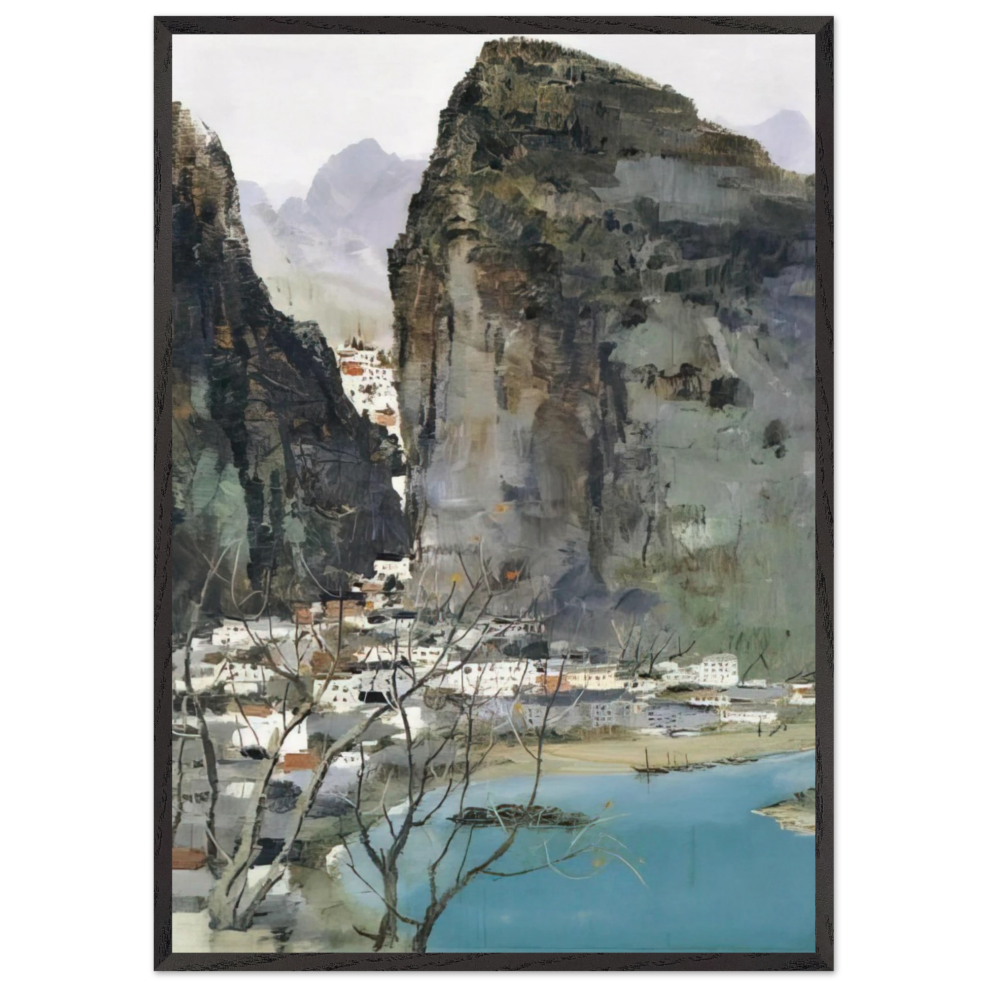 Scenery of Guilin - 1973 - Wu Guanzhong Framed Art Print – Black Wooden Frame - Default Title - -Framed Art Print