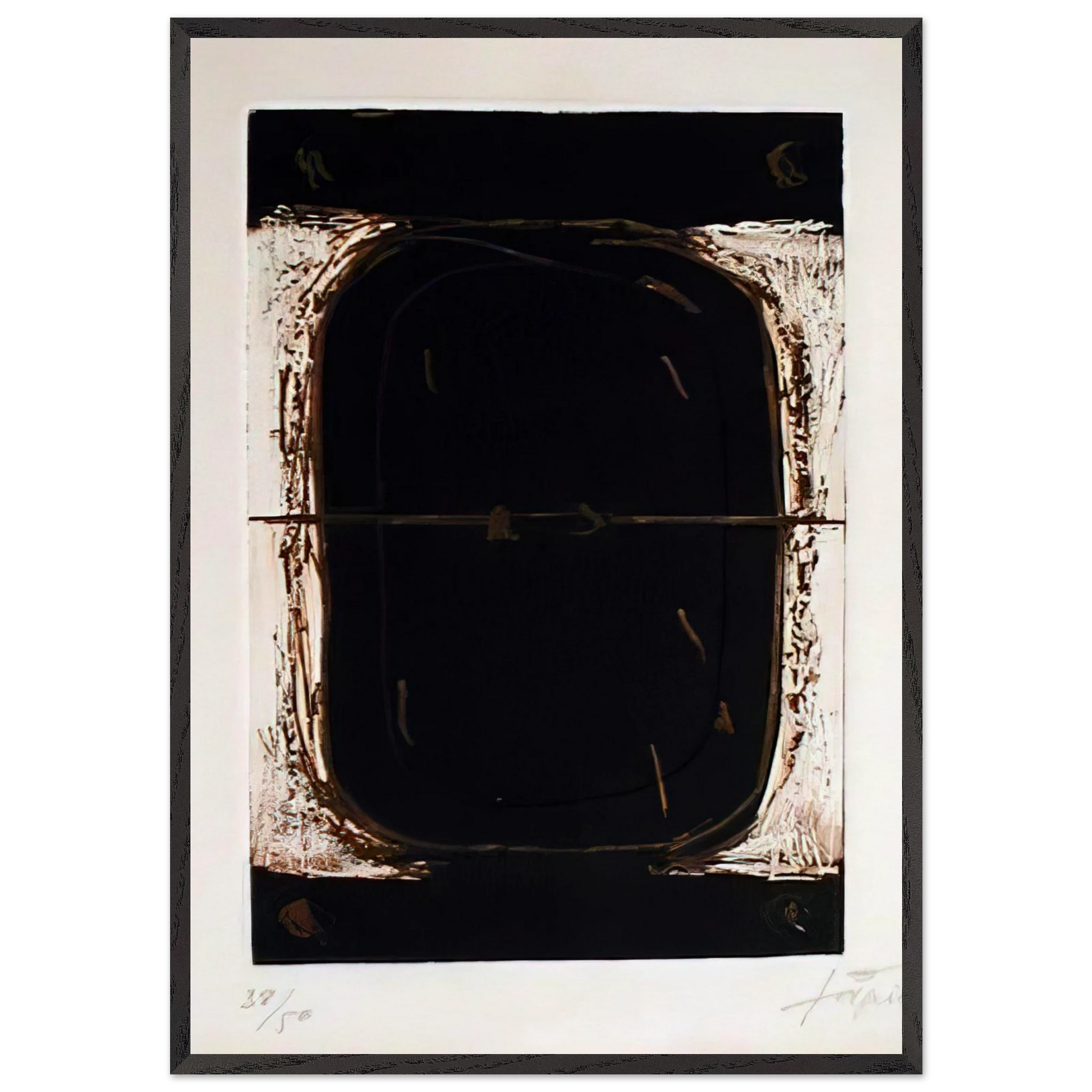 ETCHING IN BROWN AND BURNT SIENNA 1962 - Antoni Tapies Framed Art Print – Black Wooden Frame - Default Title - -Framed Art Print