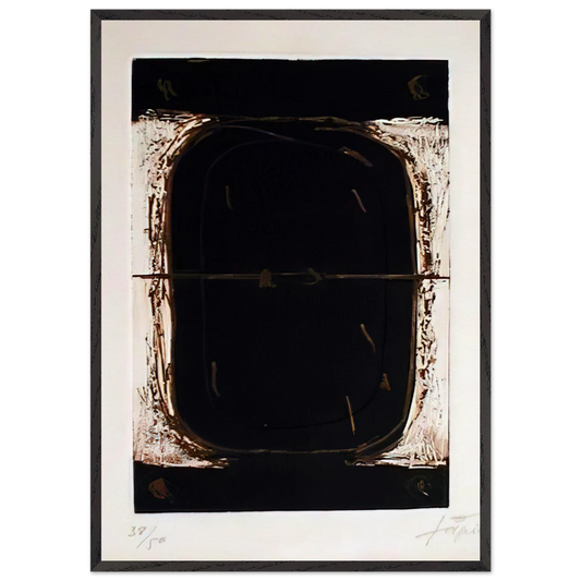 ETCHING IN BROWN AND BURNT SIENNA 1962 - Antoni Tapies Framed Art Print – Black Wooden Frame - Default Title - -Framed Art Print