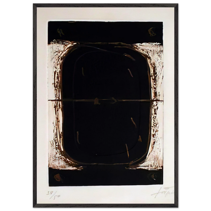 ETCHING IN BROWN AND BURNT SIENNA 1962 - Antoni Tapies 70x100 cm / 28x40 inches Framed Art Print – Black Wooden Frame