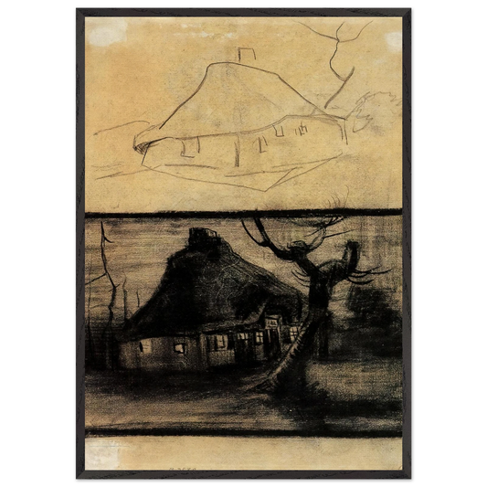 Two Studies of a Cottage - Vincent van Gogh Framed Art Print – Black Wooden Frame - Default Title - -Framed Art Print