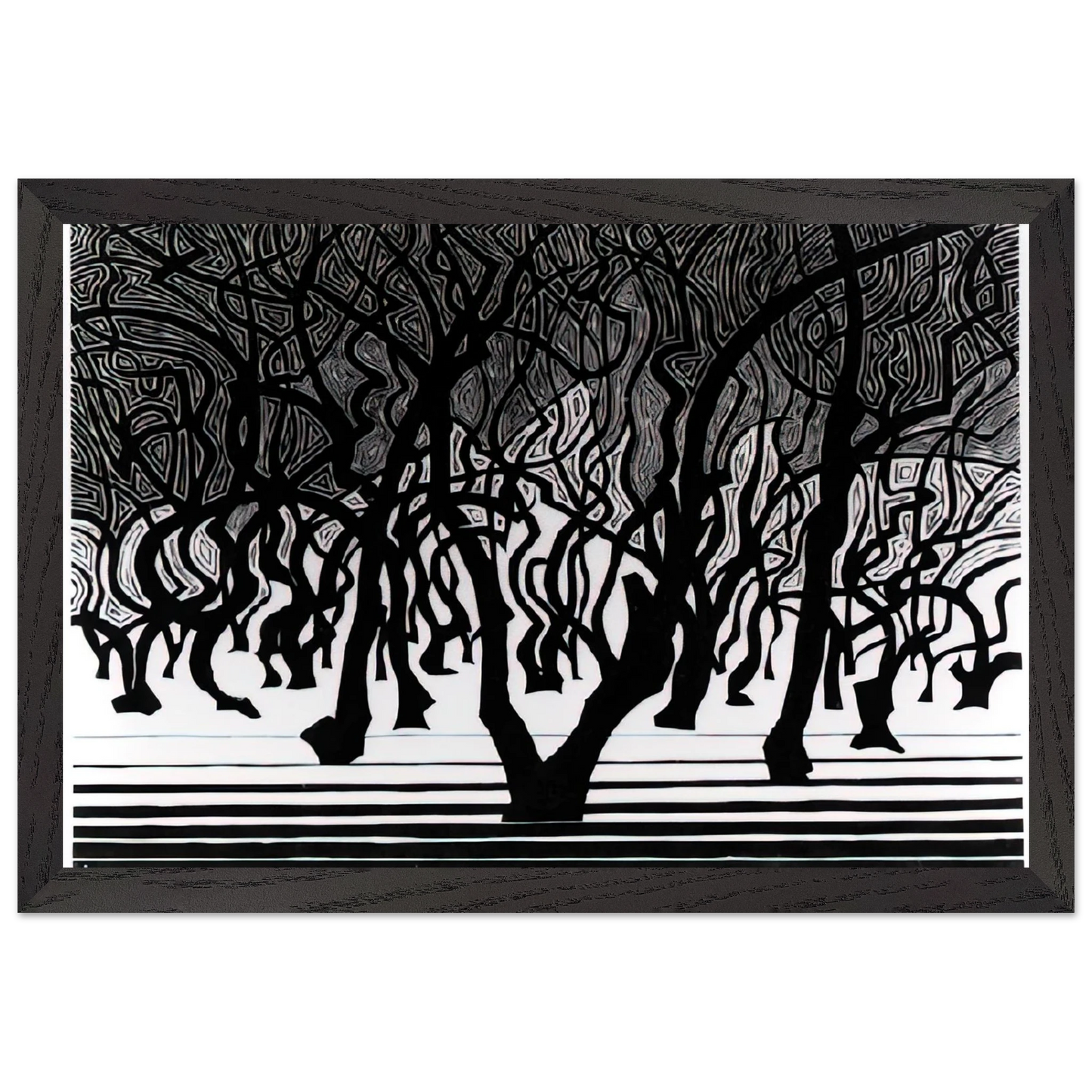 MC Escher - ESCHER (9) Wall Art - 60x80 cm / 24x32 inches - Premium Wooden Framed Poster With Fine Art Paper - White frame