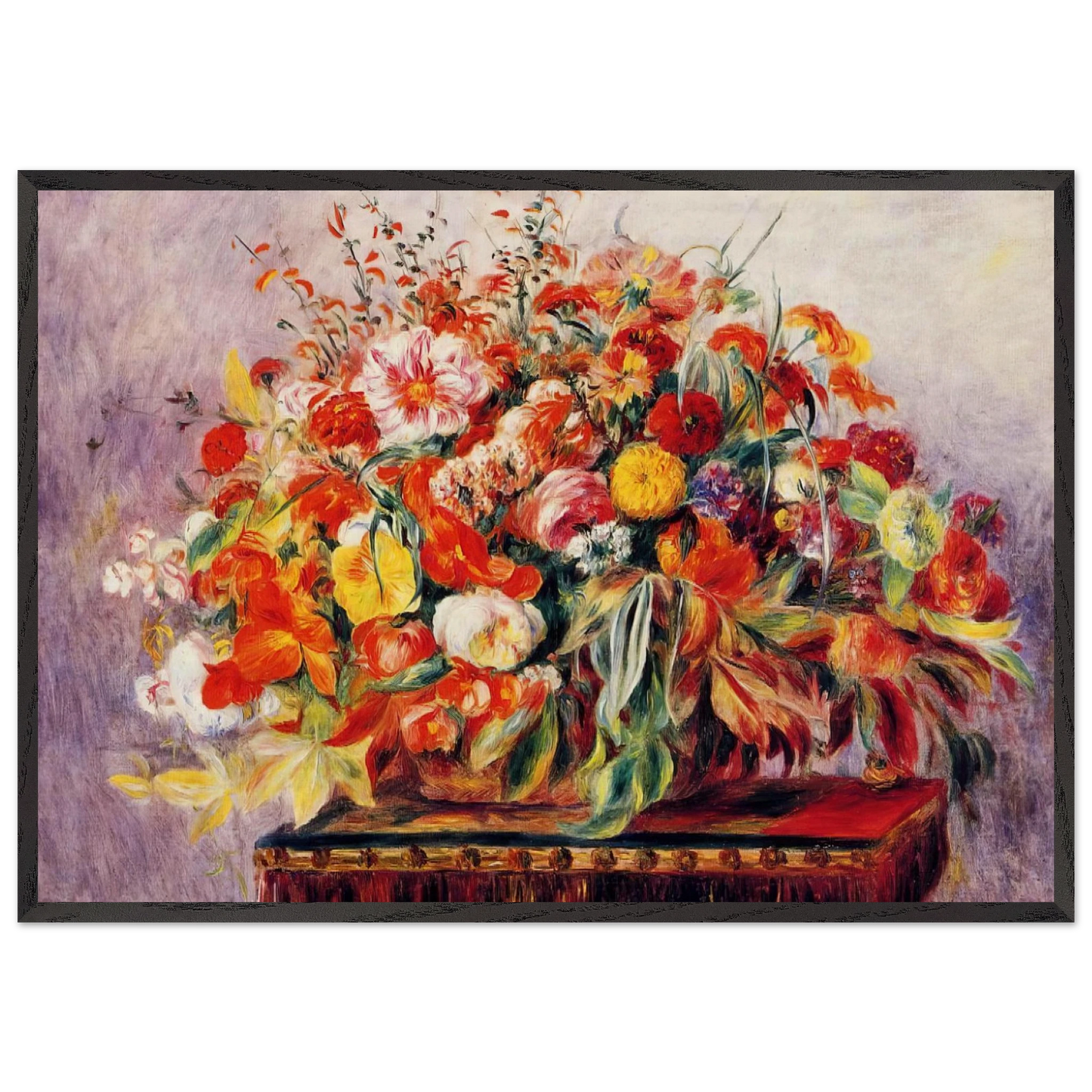 Basket of Flowers - Pierre-Auguste Renoir Framed Art Print – Black Wooden Frame - Default Title - -Framed Art Print