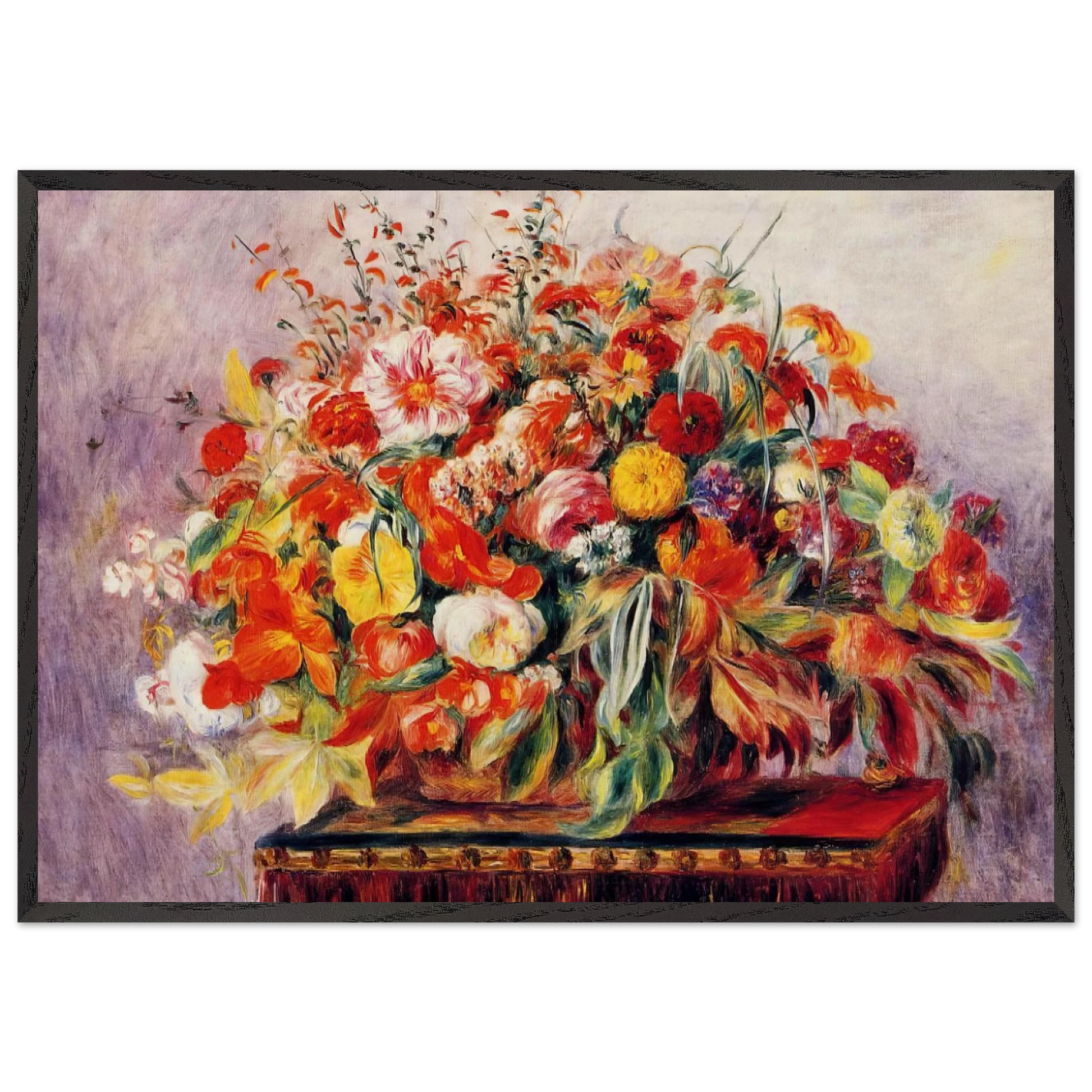 Basket of Flowers - Pierre-Auguste Renoir Framed Art Print – Black Wooden Frame - Default Title - -Framed Art Print