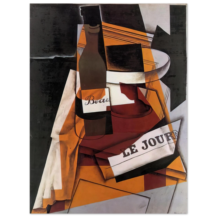 Juan Gris - BOTTLE NEWSPAPER AND FRUIT BOWL 1915  75x100 cm / 30x40inches Fine Art Poster
