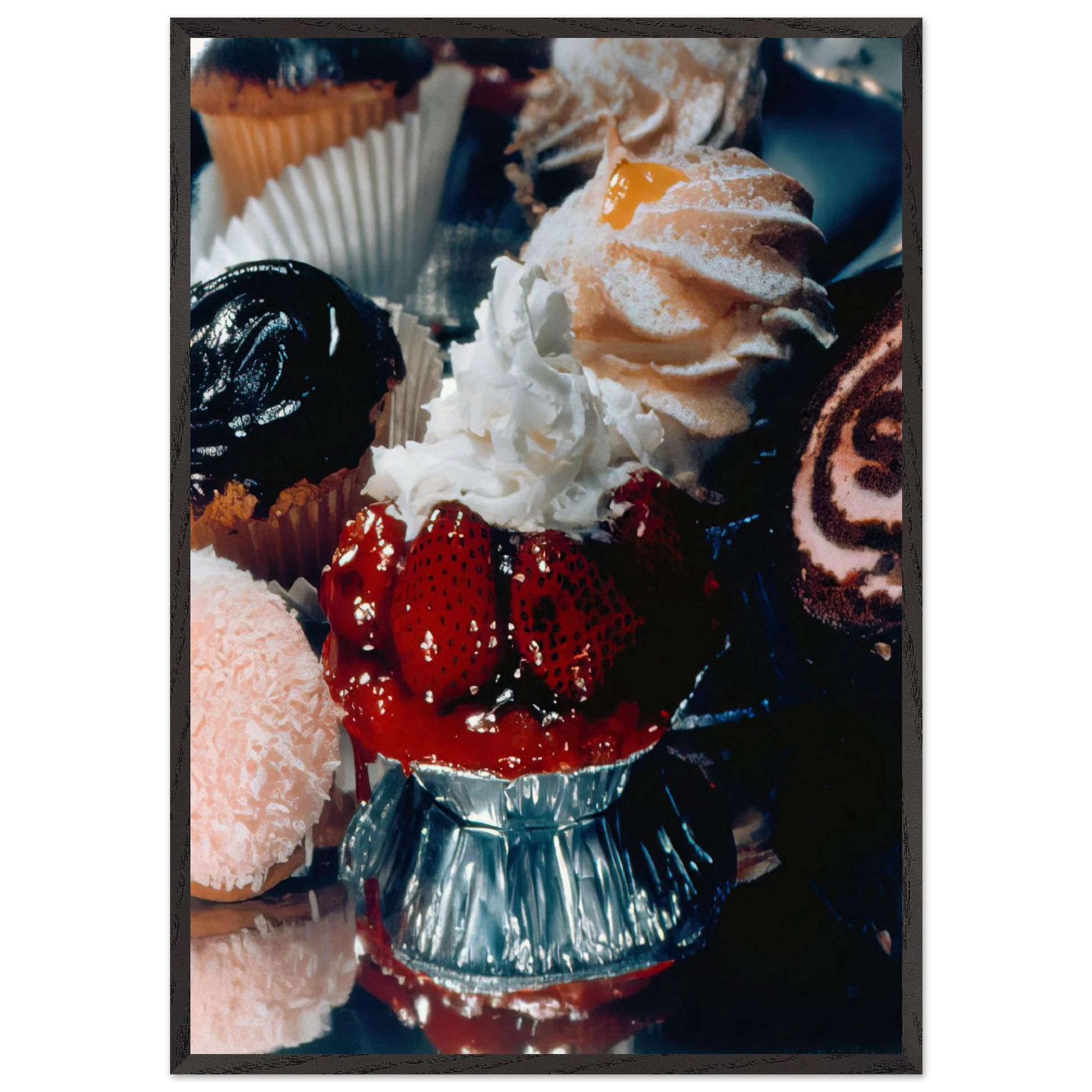 STRAWBERRY TART SUPREME 1974 - Audrey Flack Framed Art Print – Black Wooden Frame - Default Title - -Framed Art Print