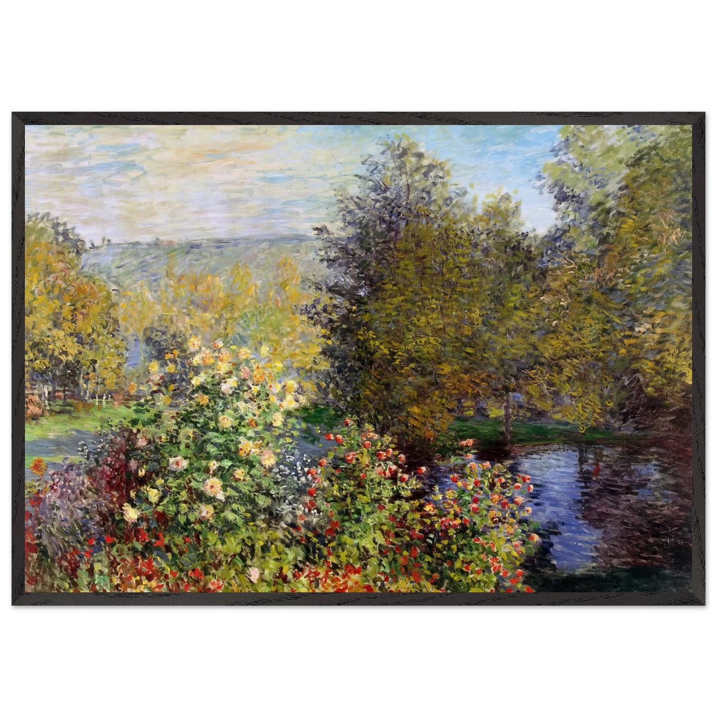 A Corner of the Garden at Montgeron - claude monet Framed Art Print – Black Wooden Frame - Default Title - -Framed Art Print