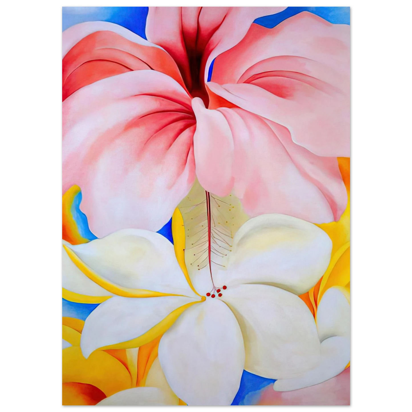 Georgia O'Keeffe - Hibiscus with Plumeria Fine Art Poster - 75x100 cm / 30x40 inches