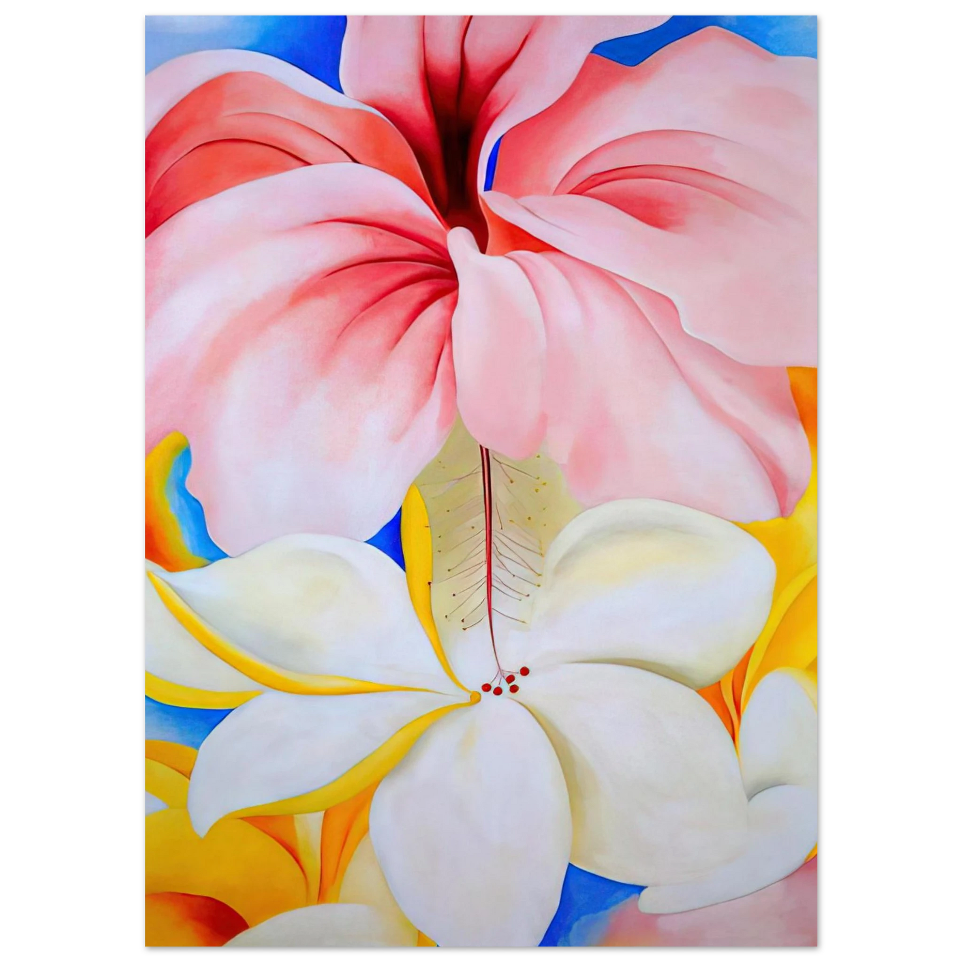 Georgia O'Keeffe - Hibiscus with Plumeria Fine Art Poster - 75x100 cm / 30x40 inches