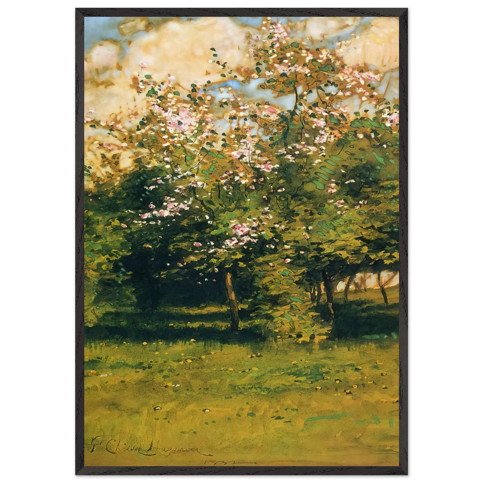 Blossoming Trees - Childe Hassam Framed Art Print – Black Wooden Frame - Default Title - -Framed Art Print