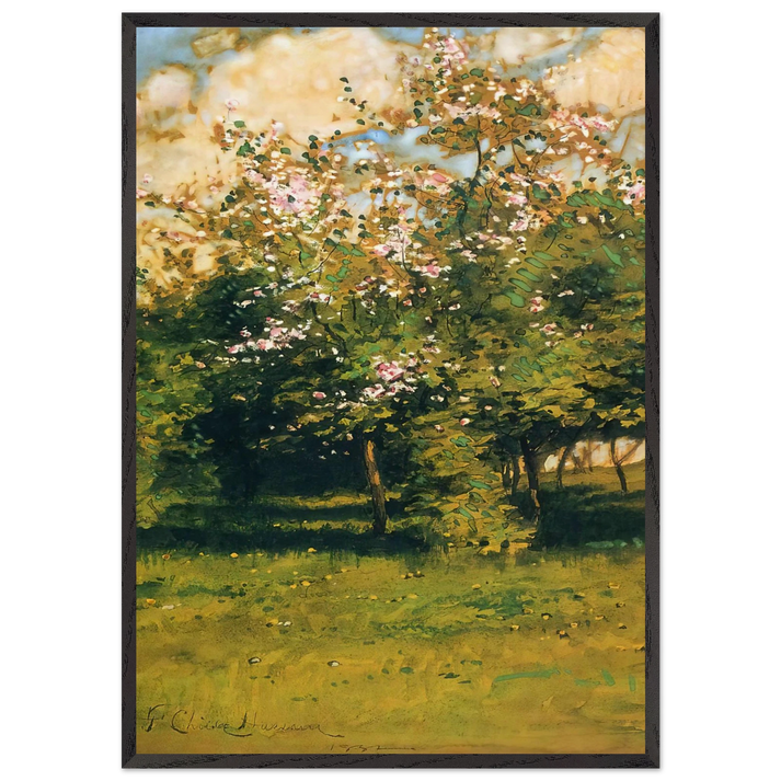 Blossoming Trees - Childe Hassam 70x100 cm / 28x40 inches Framed Art Print – Black Wooden Frame