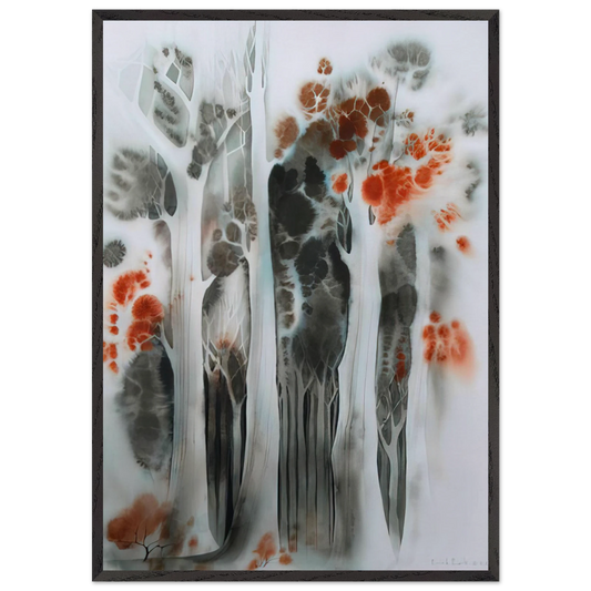 Autumn Forest - Eyvind Earle 70x100 cm / 28x40 inches Framed Art Print – Black Wooden Frame