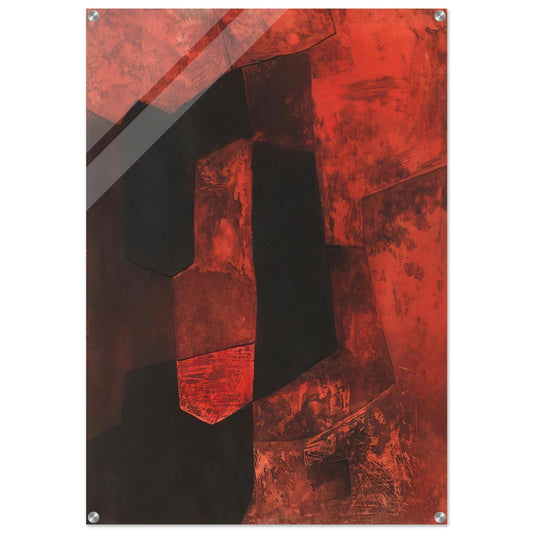 Composition brune et rouge - 1964 - Serge Poliakoff Acrylic Print - 70x100 cm / 28x40″ inches | Serge Poliakoff Wall Art | Serge Poliakoff Prints
