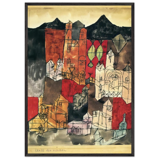 CITY OF CHURCHES 1918 - Paul Klee 70x100 cm / 28x40 inches Framed Art Print – Black Wooden Frame