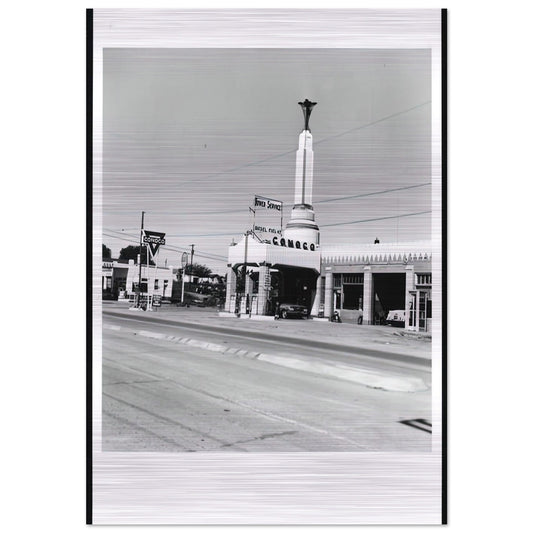 CONOCO SHAMROCK TEXAS FROM FIVE VIEWS FROM THE PANHANDLE SERIES - Edward Ruscha Brushed Aluminum Print - 70x100 cm / 28x40 inches | Edward Ruscha Aluminum Print | Edward Ruscha Prints