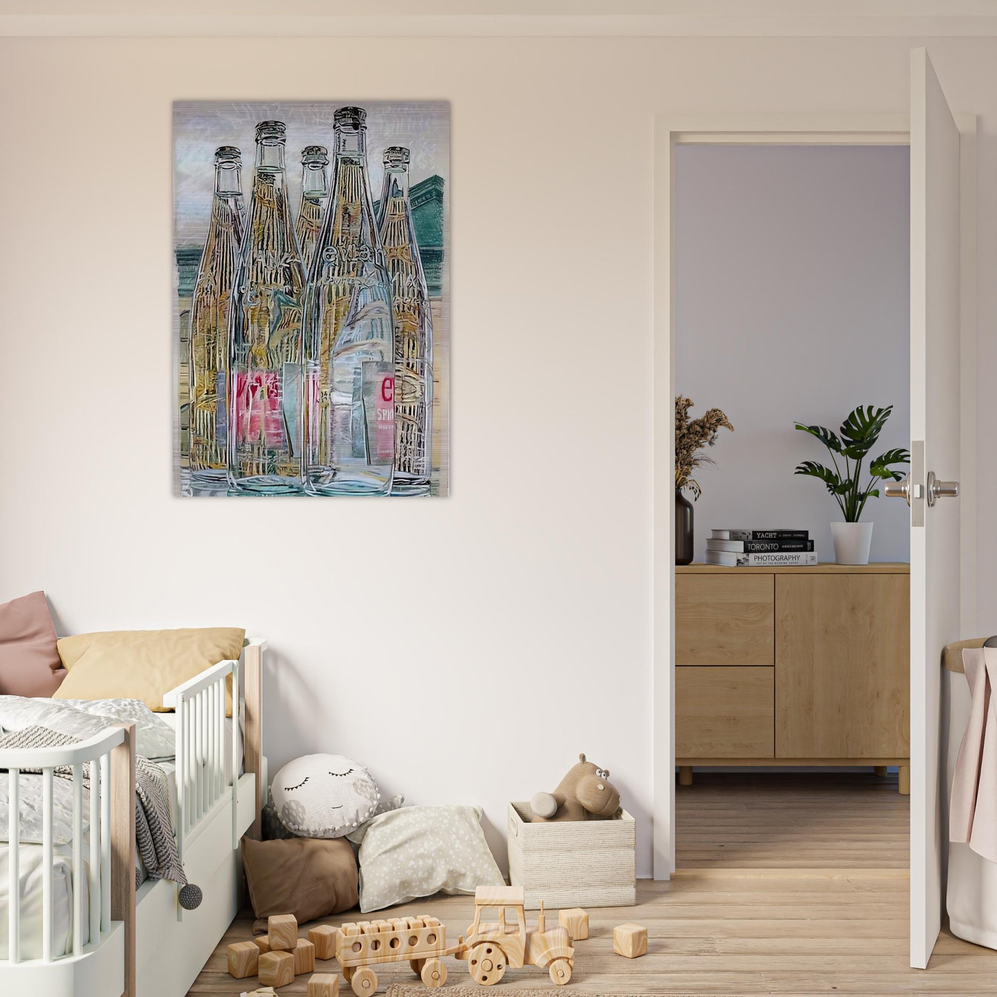 EVIAN BOTTLES 1976 - Janet Fish Brushed Aluminum Print - 70x100 cm / 28x40 inches | Janet Fish Aluminum Print | Janet Fish Prints