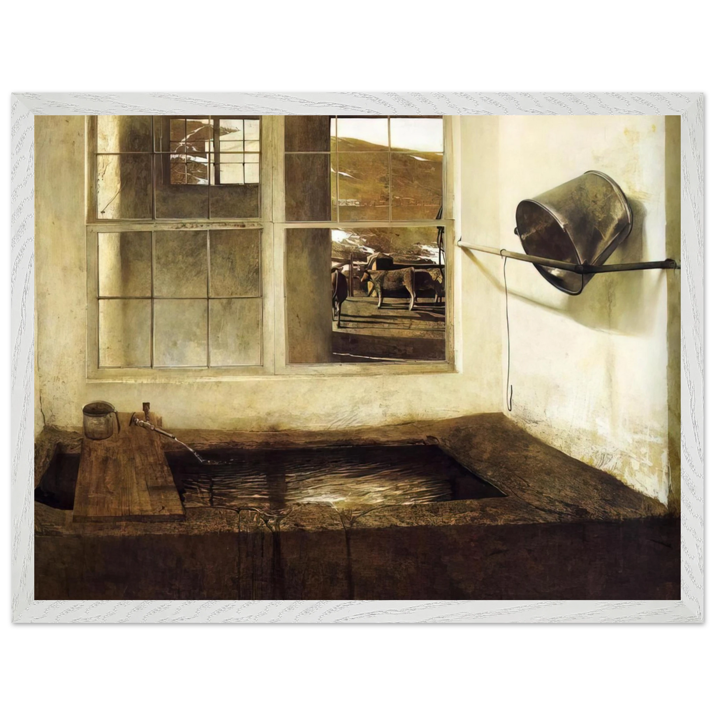 Andrew Wyeth - SPRING FED Wall Art - 60x80 cm / 24x32 inches - Premium Wooden Framed Poster With Fine Art Paper - White frame