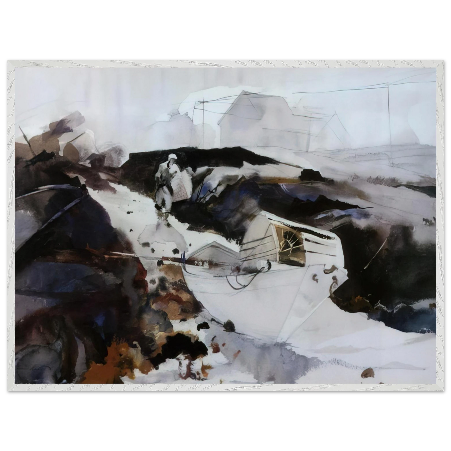 Andrew Wyeth - THE WHITE DORY 1941 Wall Art - 21x29.7 cm / 8x12" - Premium Wooden Framed Poster With Fine Art Paper - Wood frame
