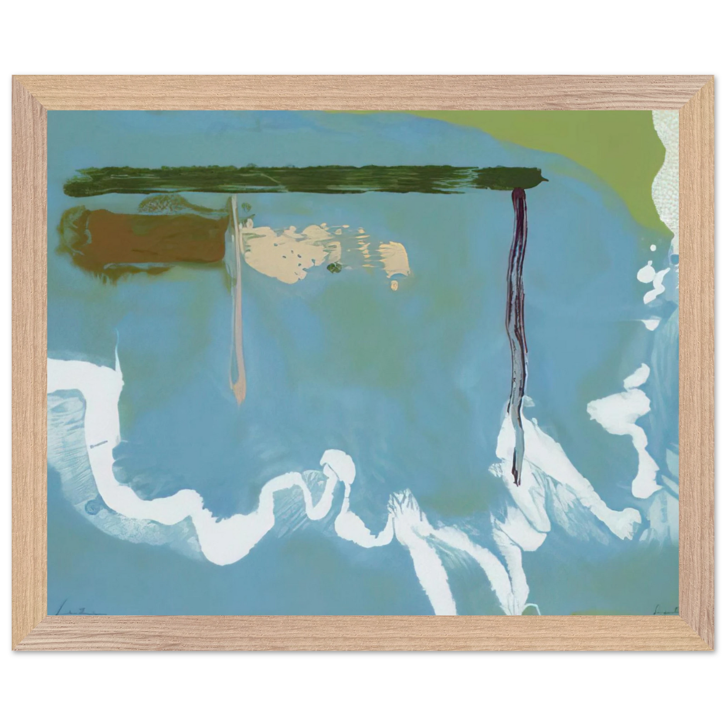 Helen Frankenthaler - Skywriting - 1997 Wall art - 28x43  cm / XL (11x17 inches) - Premium Wooden Framed Poster With Fine Art Paper - Black frame