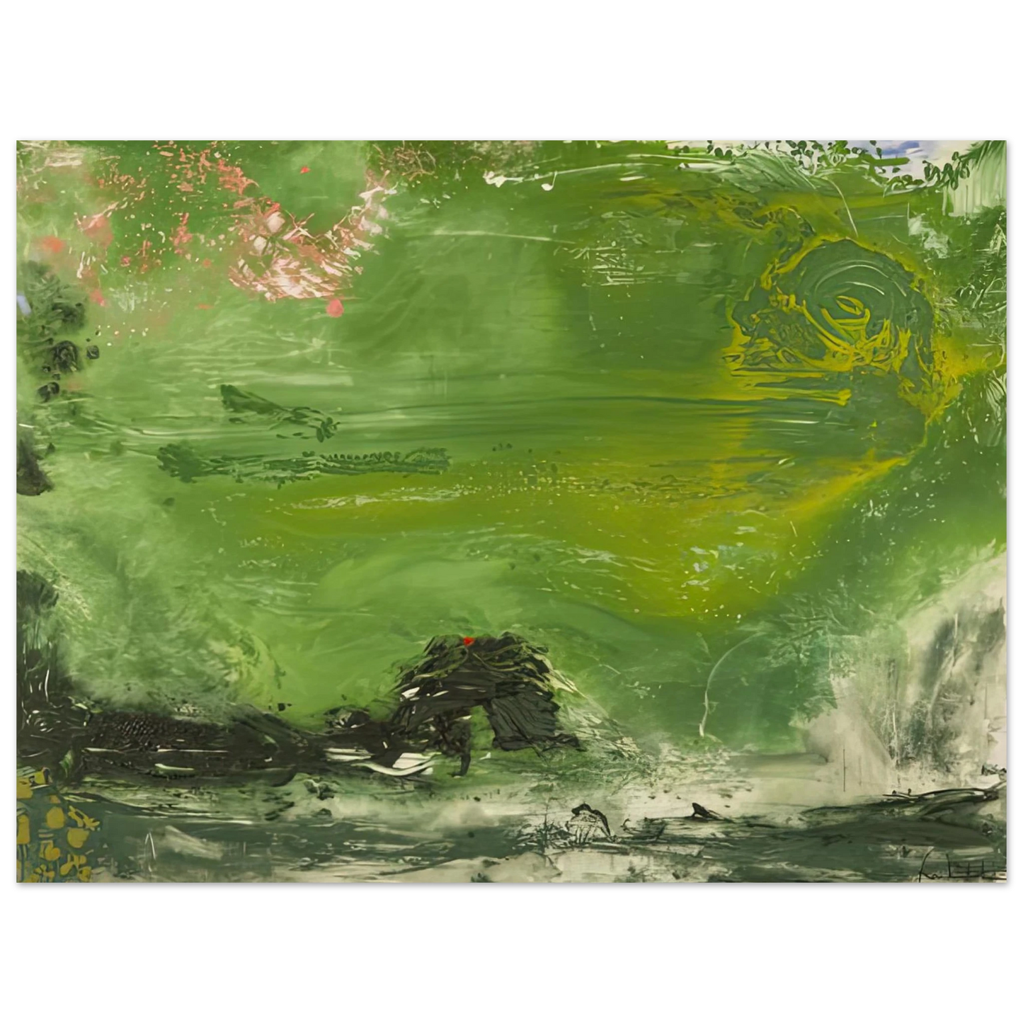 Helen Frankenthaler - Overture, 1992- Wall Art - 60x80 cm / 24x32 inches - Premium Wooden Framed Poster With Fine Art Paper - Black frame
